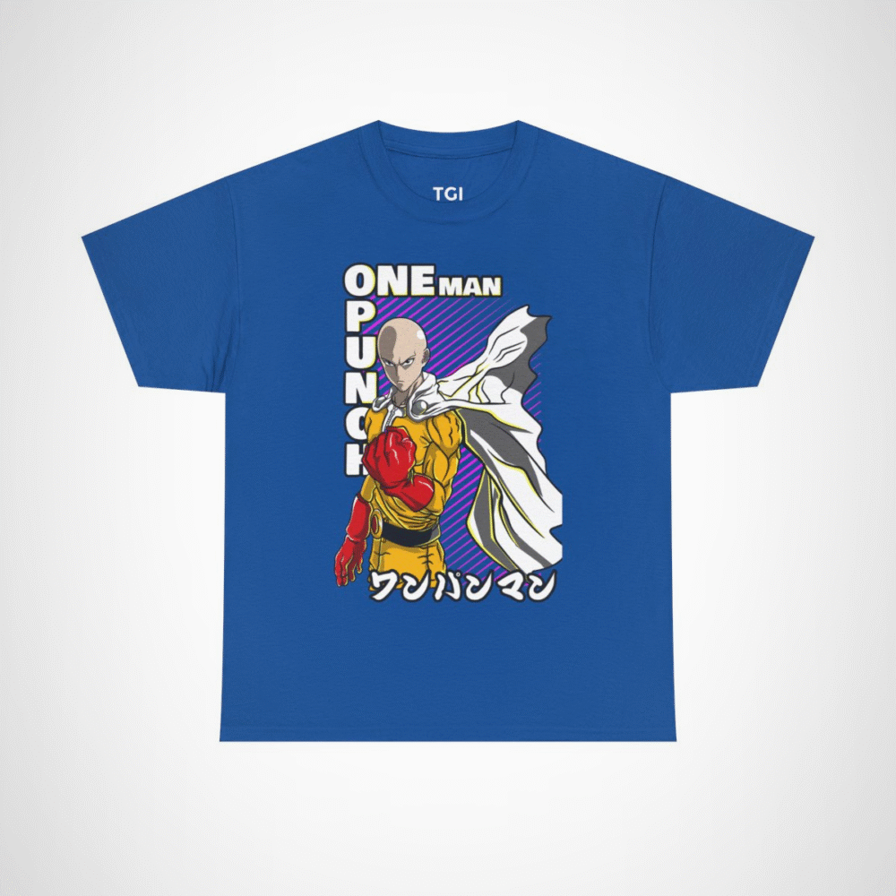 One Punch Man Saitama Epic Fight T-Shirt for anime fans Royal colour