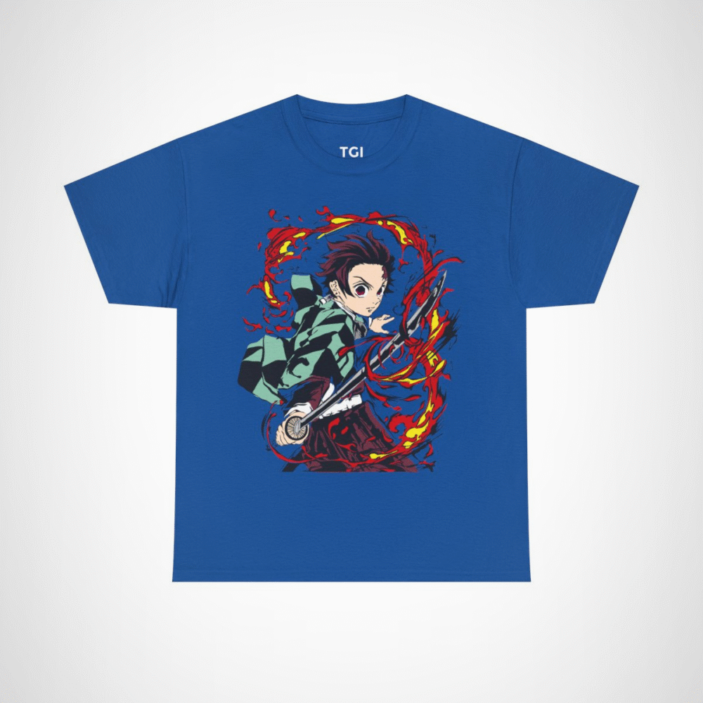 Fierce Samurai Warrior T-Shirt showcasing dynamic anime inspired design Royal colour