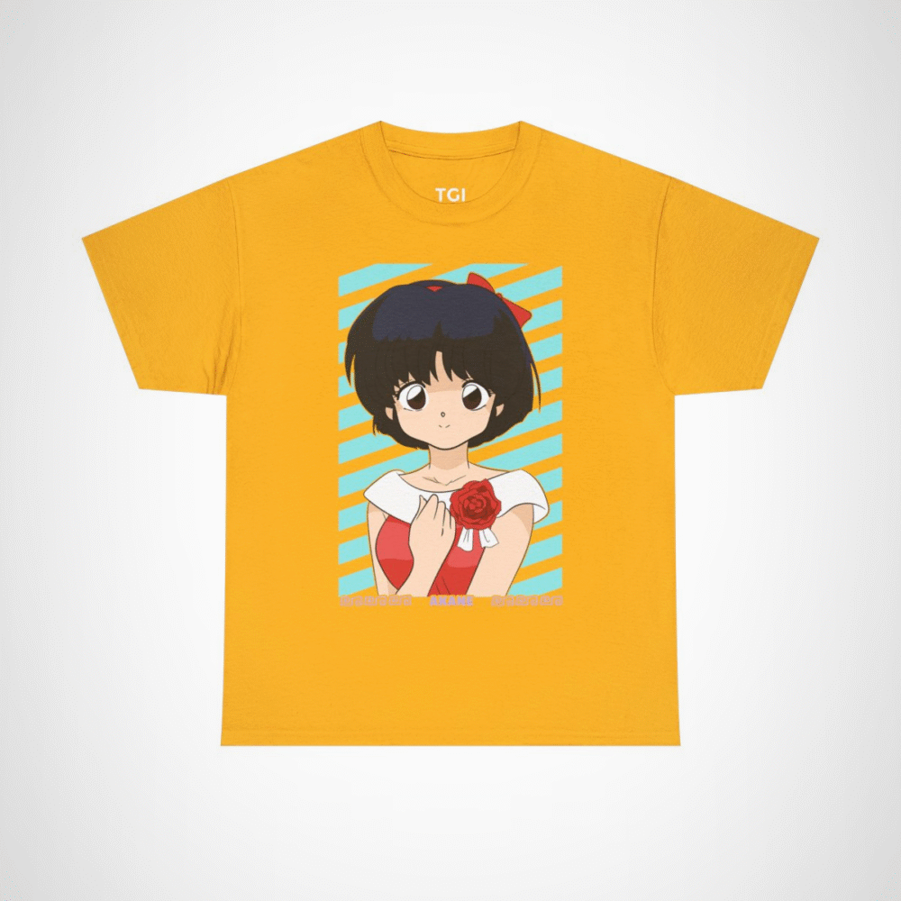 Akane character t-shirt for anime fans Gold colour