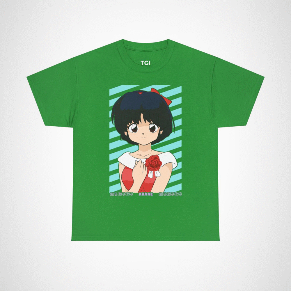 Akane character t-shirt for anime fans Irish Green colour