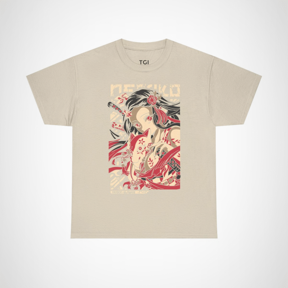 Nezuko t-shirt featuring stunning artwork from Demon Slayer Sand colour