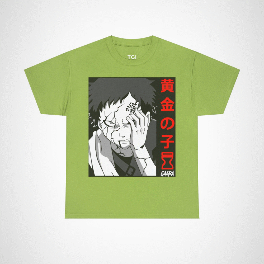Gaara Aesthetic Manga Tee featuring unique anime art Kiwi colour
