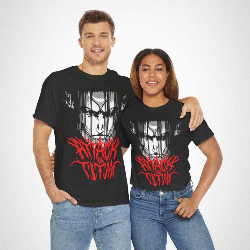 Fierce Attack on Titan graphic tee showcasing bold anime design