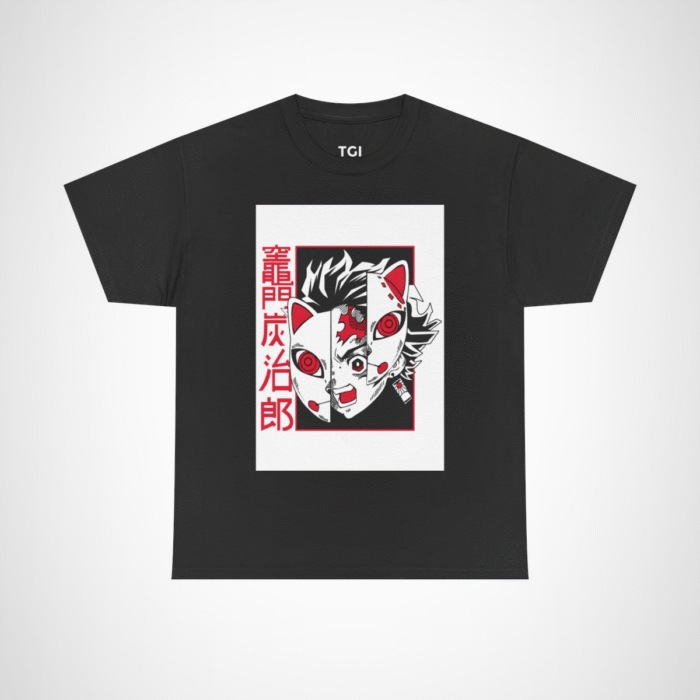 Stylish Oni Mask Graphic Tee showcasing a unique Japanese design for anime lovers Black colour