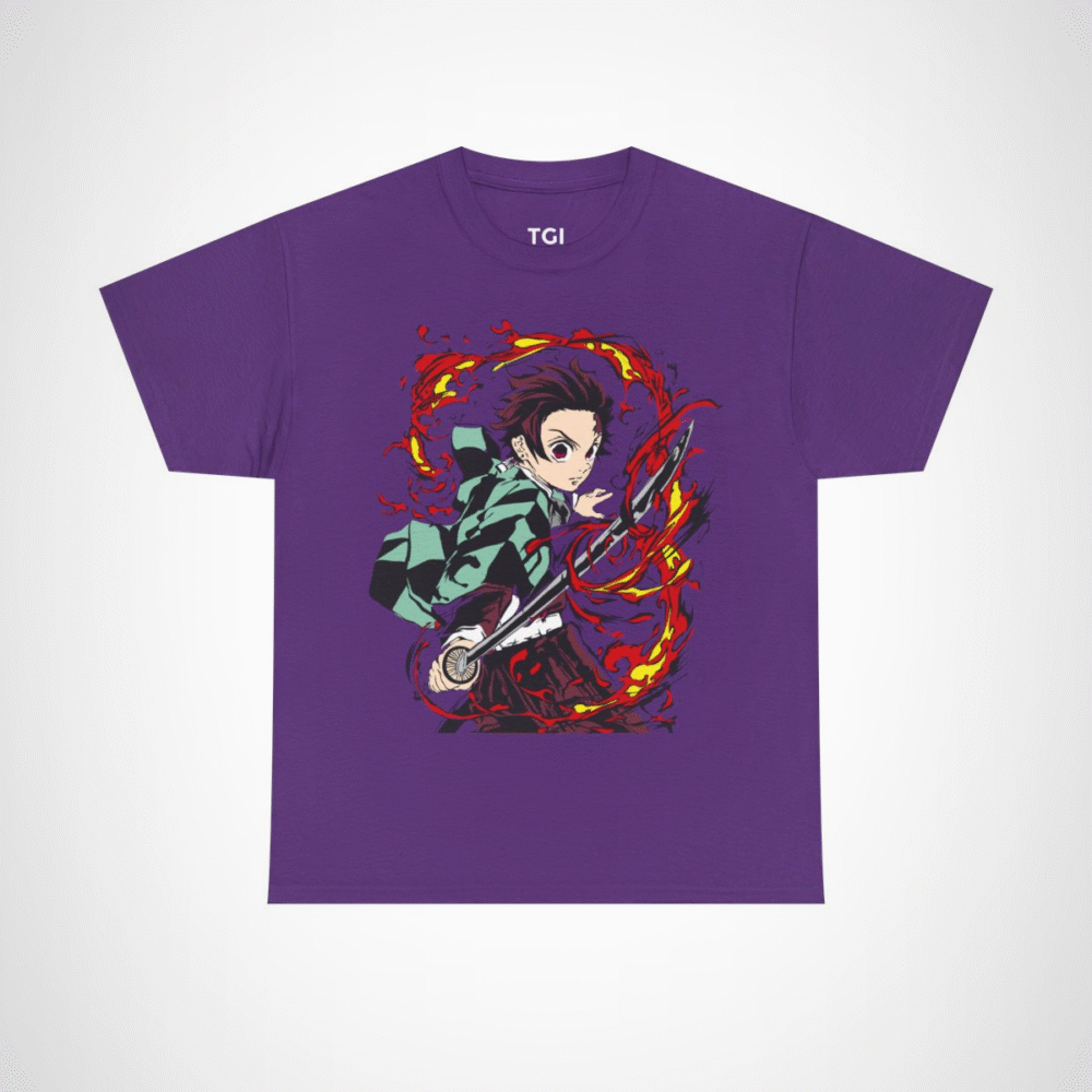Fierce Samurai Warrior T-Shirt showcasing dynamic anime inspired design Purple colour