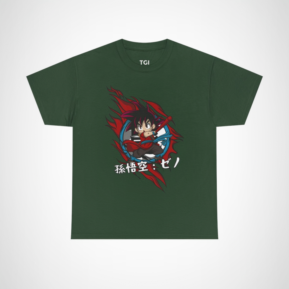 Chibi Warrior T-Shirt with vibrant design for anime enthusiasts Forest Green colour