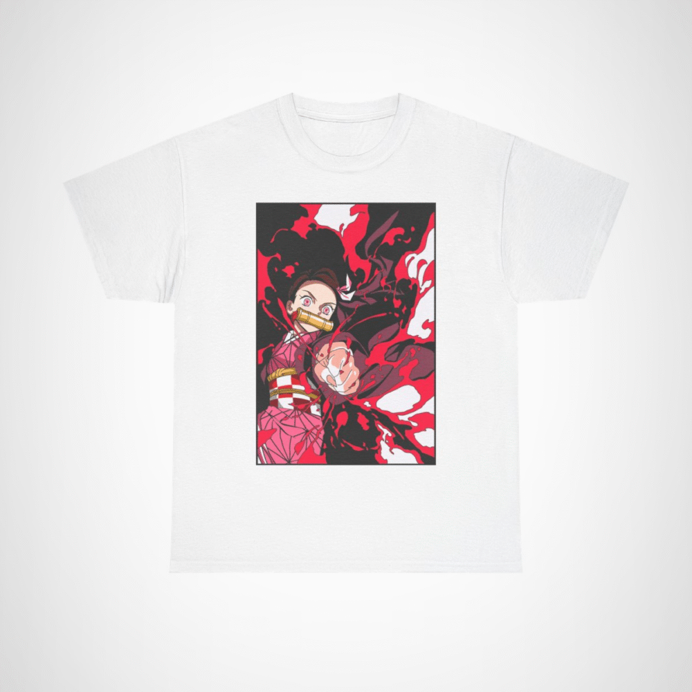 Fierce anime character graphic t-shirt for anime enthusiasts White colour