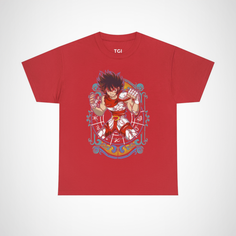 Epic Warrior Spirit T-Shirt featuring a fierce warrior illustration Red colour