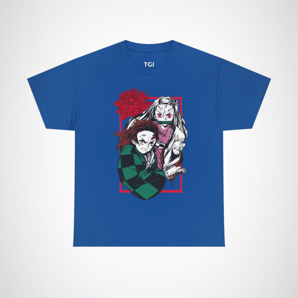 Demon Slayer T-shirt with Tanjiro and Nezuko design Royal colour