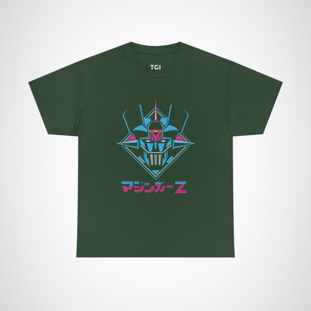 Retro Mazinger Z design t-shirt for anime fans Forest Green colour