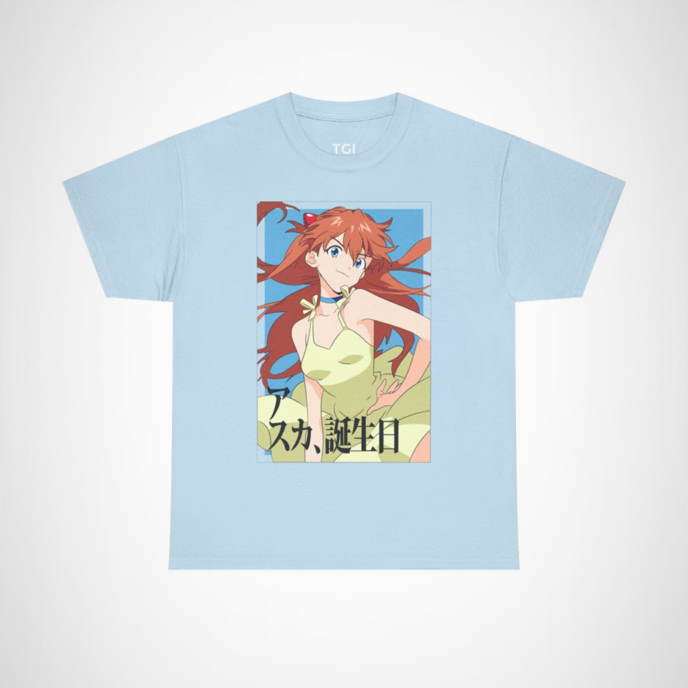 Asuka Birthday Anime T-Shirt for anime lovers Light Blue colour