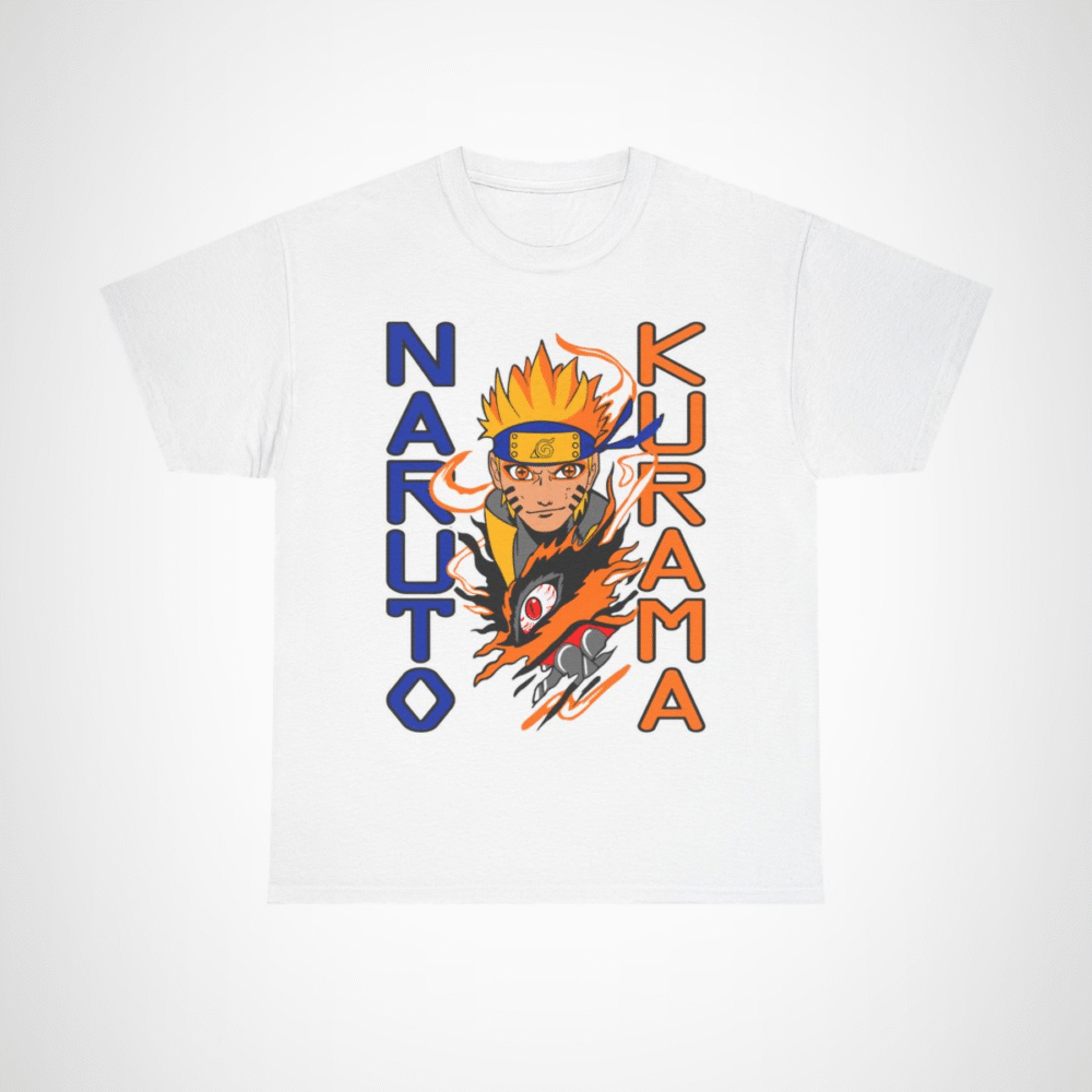 Epic Naruto Kurama graphic tee featuring Naruto Uzumaki and Kurama White colour
