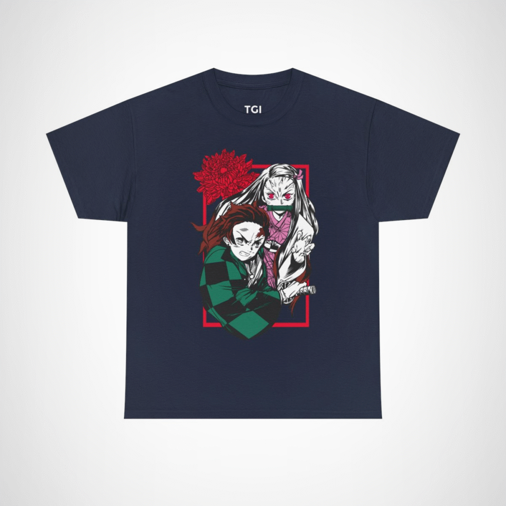 Demon Slayer T-shirt with Tanjiro and Nezuko design Navy colour
