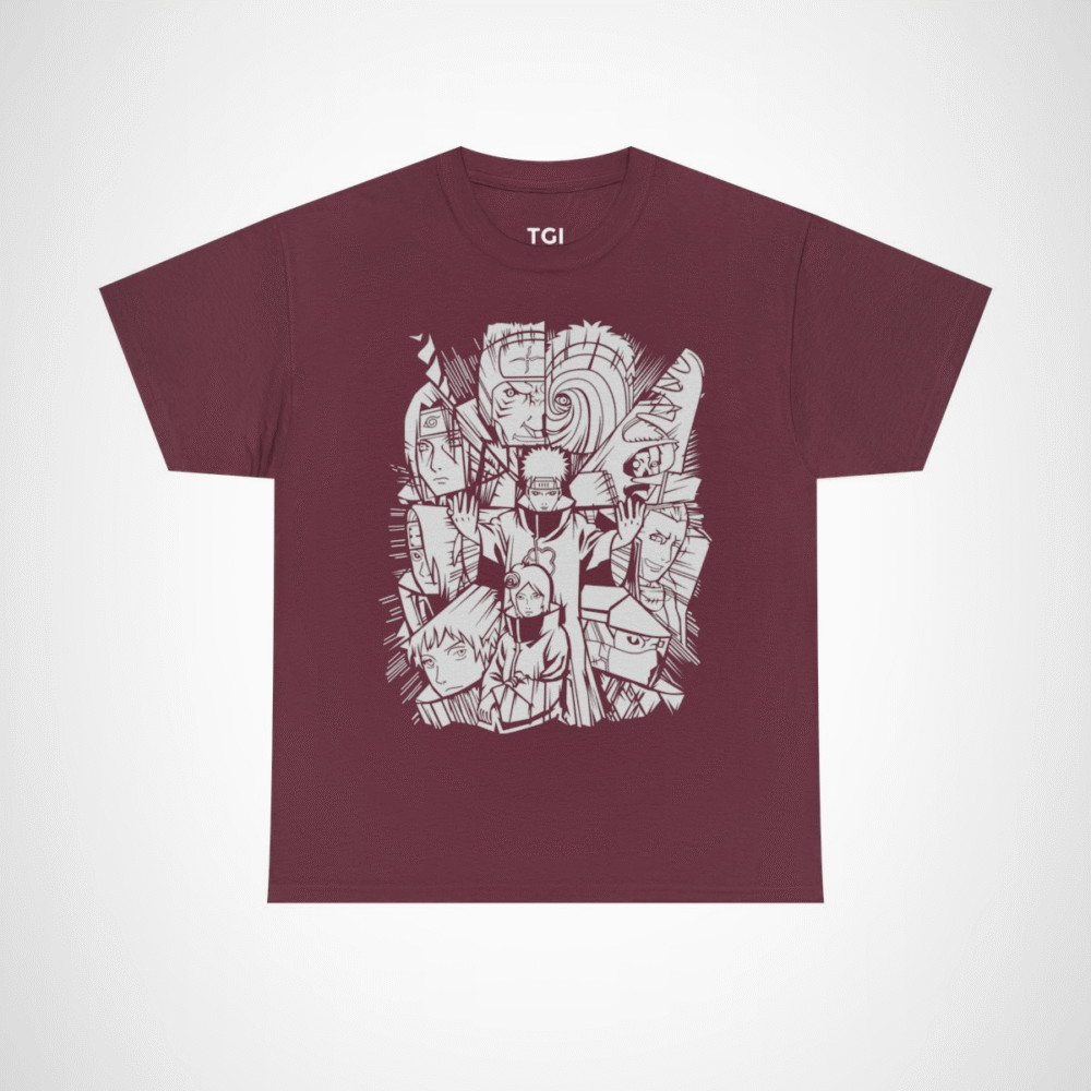 Unique Naruto Character T-Shirt from Tee Gift Ideas for Anime Fans Maroon colour