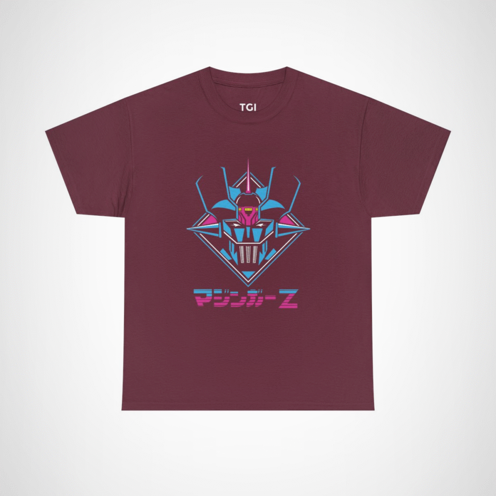 Retro Mazinger Z design t-shirt for anime fans Maroon colour