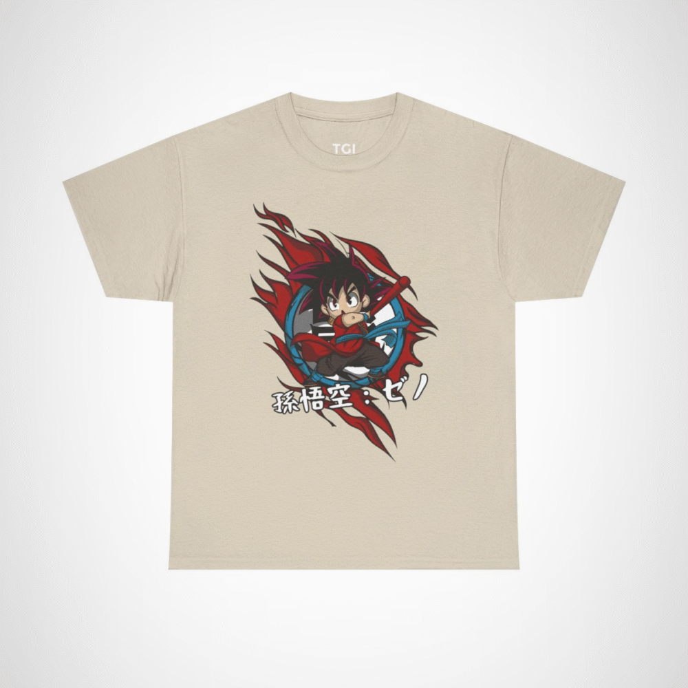 Chibi Warrior T-Shirt with vibrant design for anime enthusiasts Sand colour