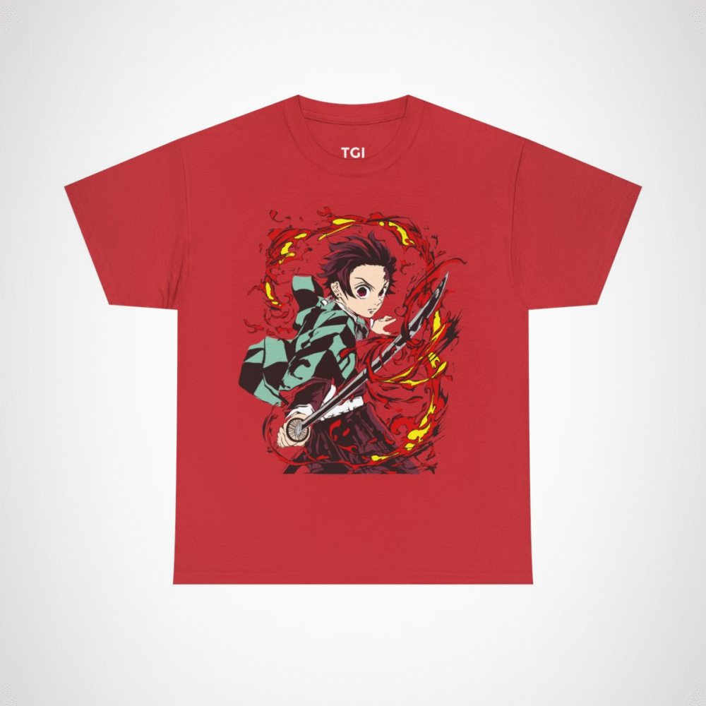 Fierce Samurai Warrior T-Shirt showcasing dynamic anime inspired design Red colour