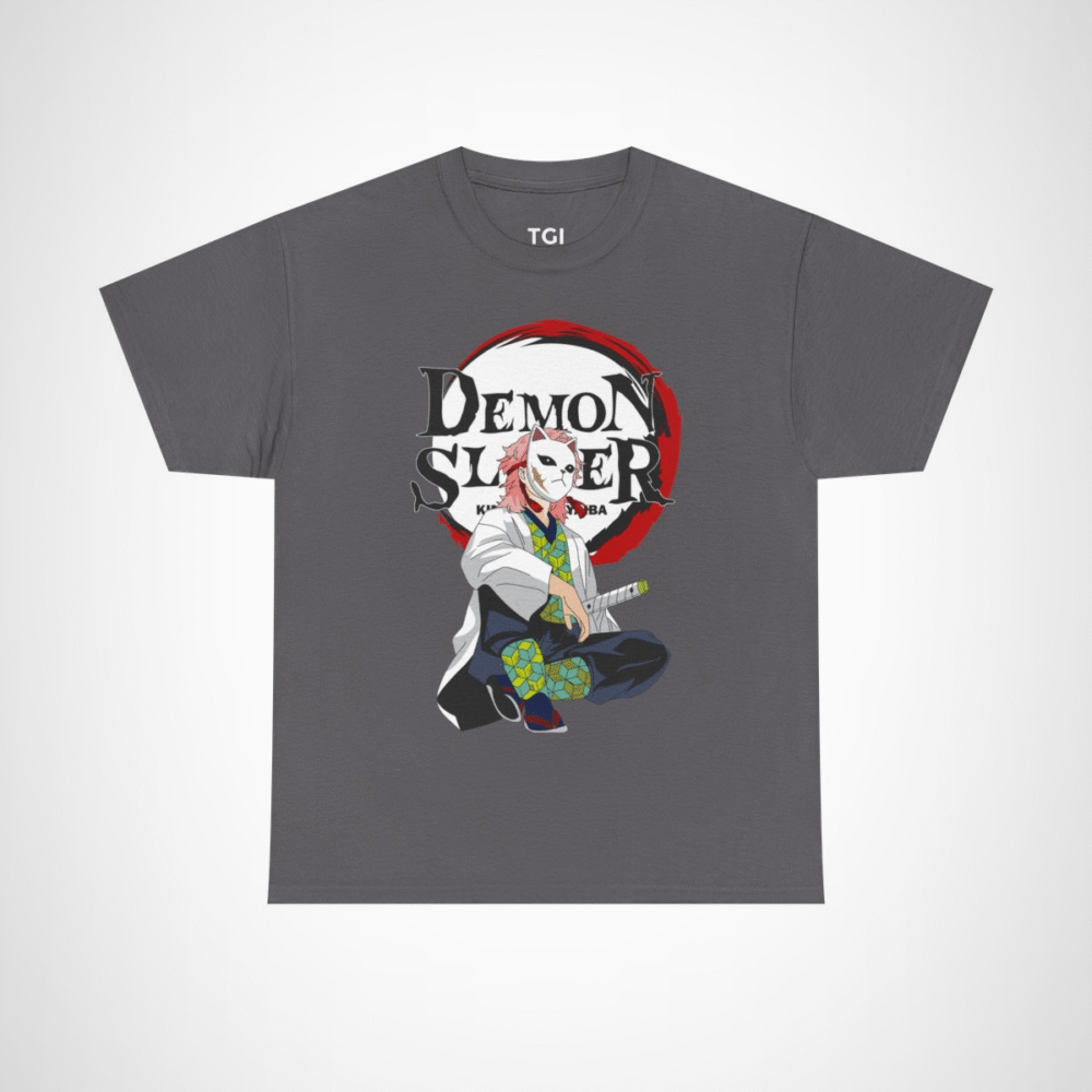 Demon Slayer Kimetsu no Yaiba character t-shirt design Charcoal colour