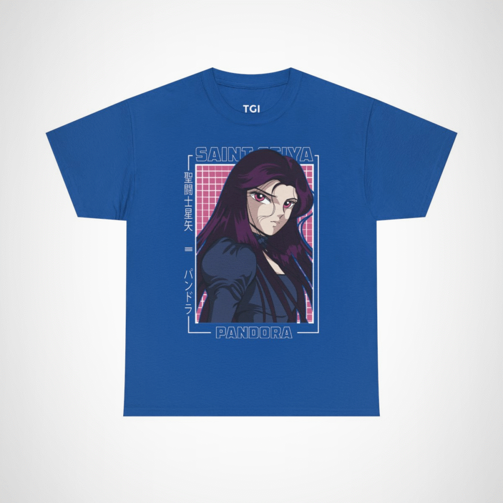 Saint Seiya Pandora Graphic Tee featuring vibrant anime artwork Royal colour