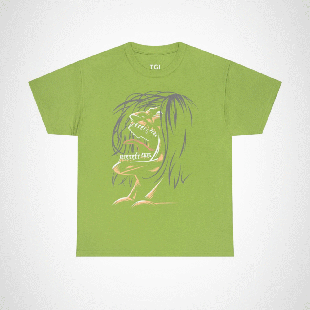 Fierce Grinning Creature T-Shirt with unique graphic design Kiwi colour