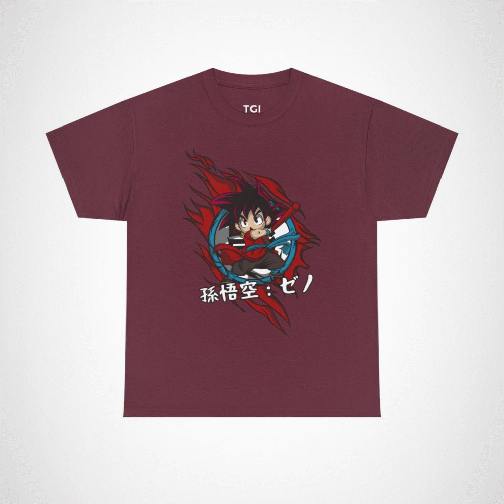 Chibi Warrior T-Shirt with vibrant design for anime enthusiasts Maroon colour