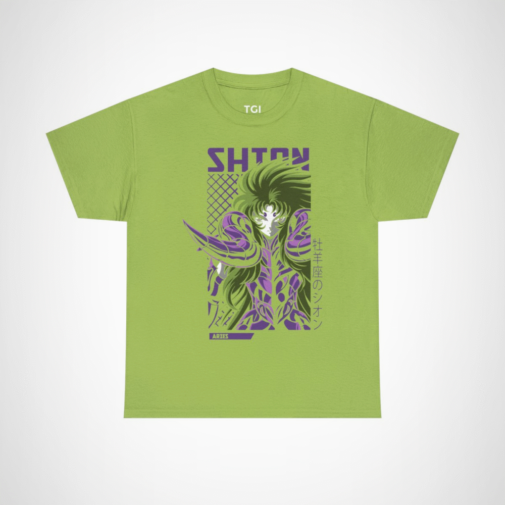 Aries Shion Mythical Warrior T-Shirt featuring stunning anime art Kiwi colour