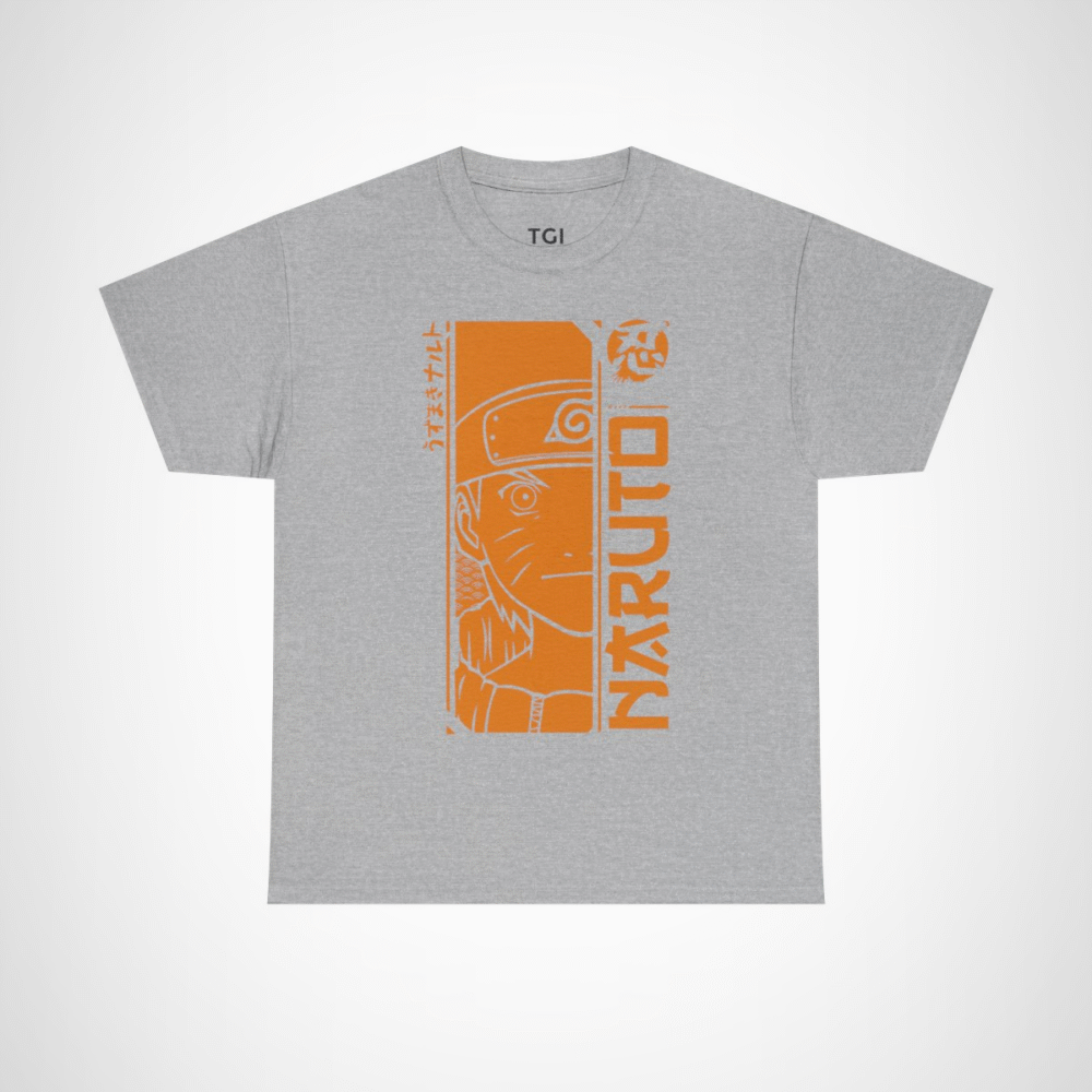 Naruto Uzumaki graphic t-shirt showcasing vibrant design for anime fans Sport Grey colour