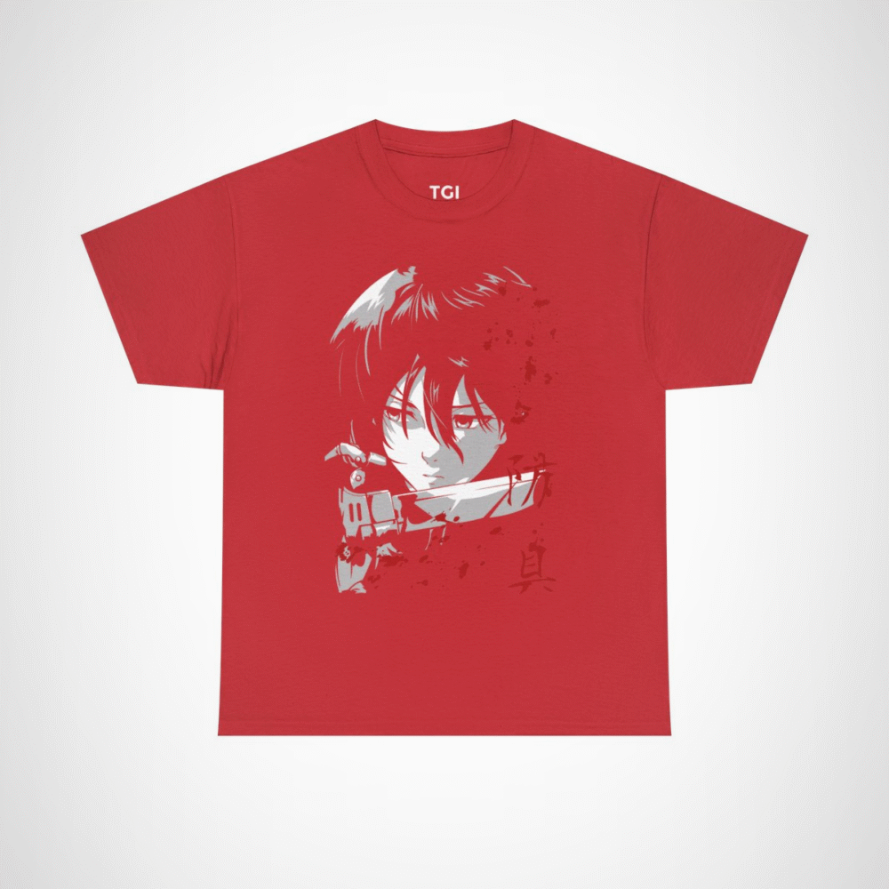Fierce Samurai T-Shirt with bold design for anime fans Red colour