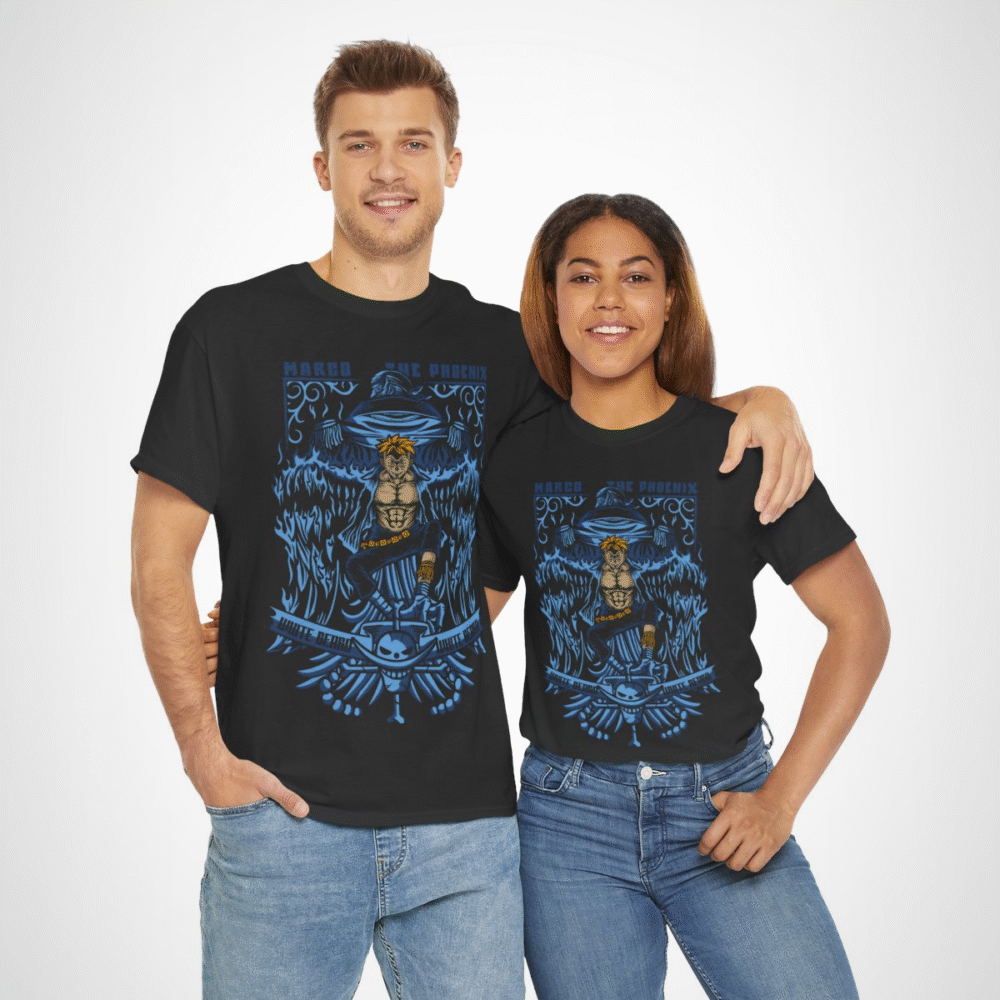 Maroo the Phoenix inspired t-shirt featuring bold anime design