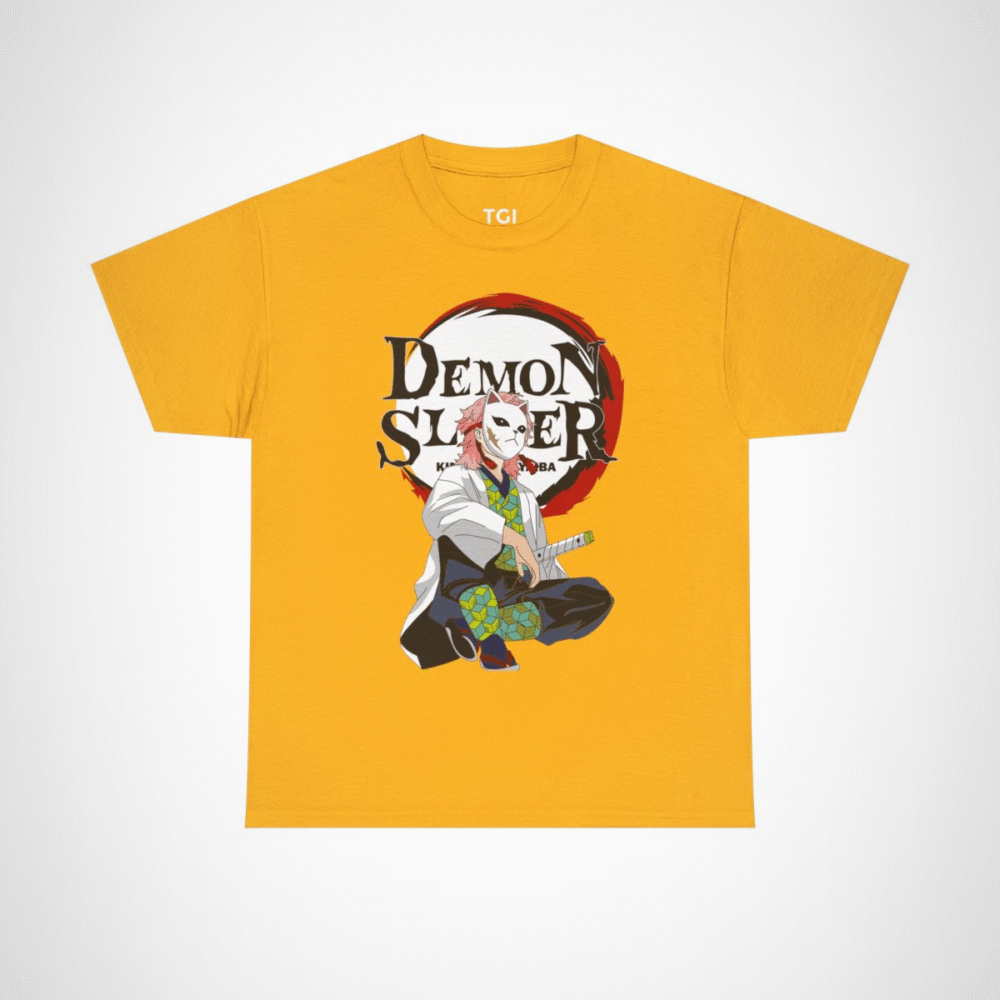 Demon Slayer Kimetsu no Yaiba character t-shirt design Gold colour