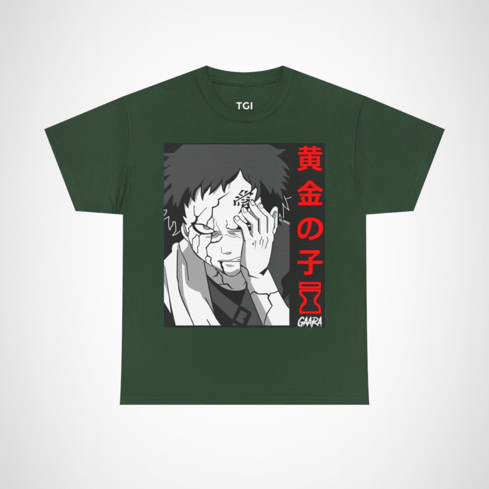 Gaara Aesthetic Manga Tee featuring unique anime art Forest Green colour