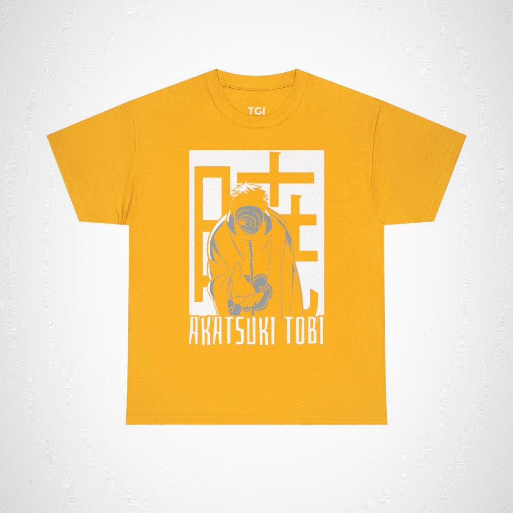 Akatsuki Tobi Ninja Graphic Tee featuring vibrant design Gold colour