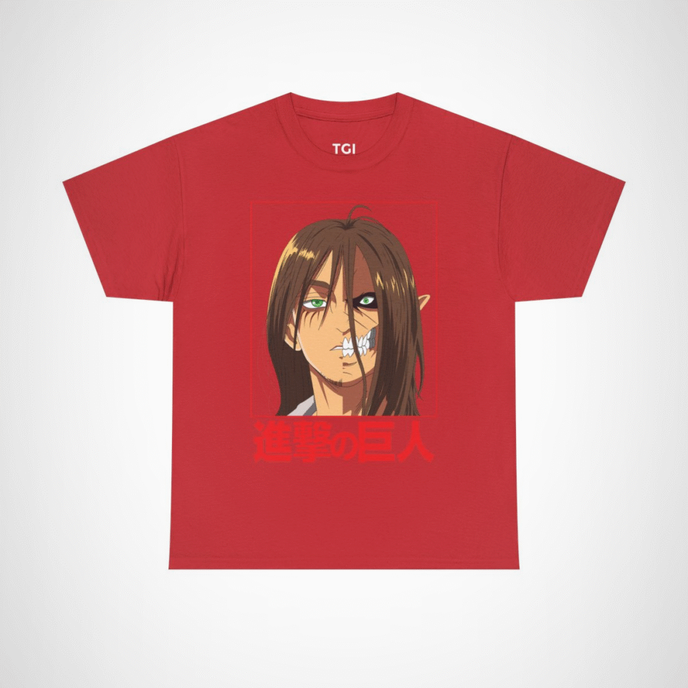 Fierce Titan Transformation Graphic Tee showcasing powerful anime character Red colour