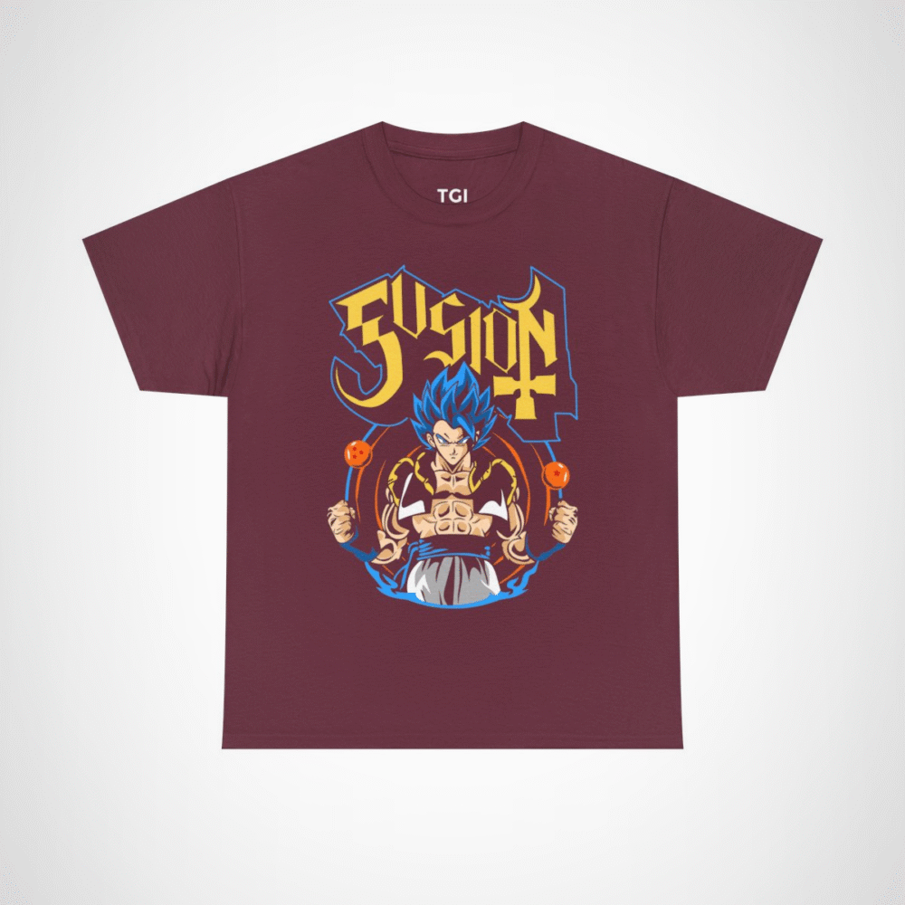 Epic Fusion T-Shirt featuring a stylish anime design for fans Maroon colour