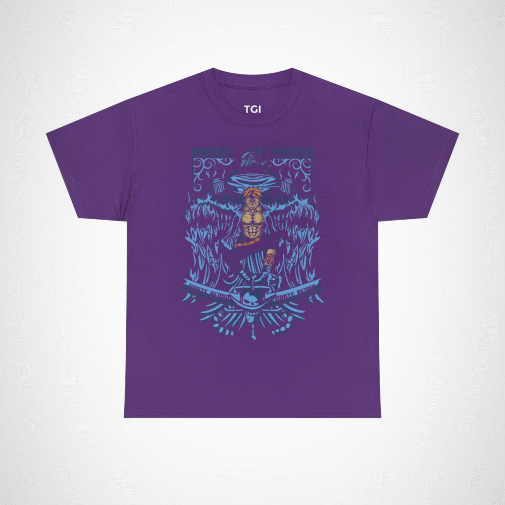 Maroo the Phoenix inspired t-shirt featuring bold anime design Purple colour