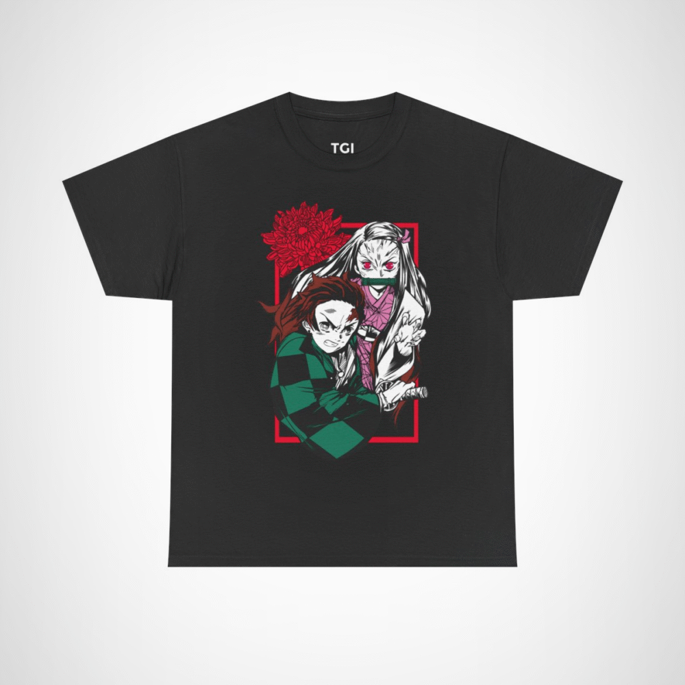 Demon Slayer T-shirt with Tanjiro and Nezuko design Black colour