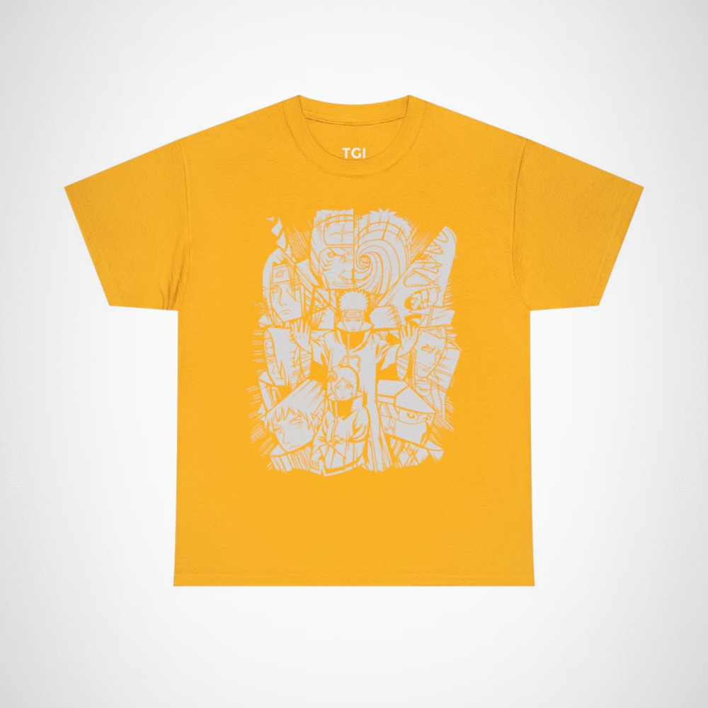 Unique Naruto Character T-Shirt from Tee Gift Ideas for Anime Fans Gold colour