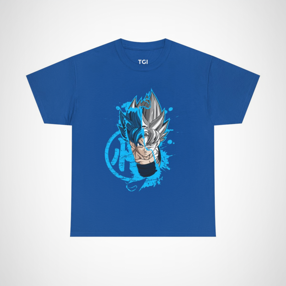 Ultra Instinct Fusion T-Shirt with Saiyan Showdown design Royal colour