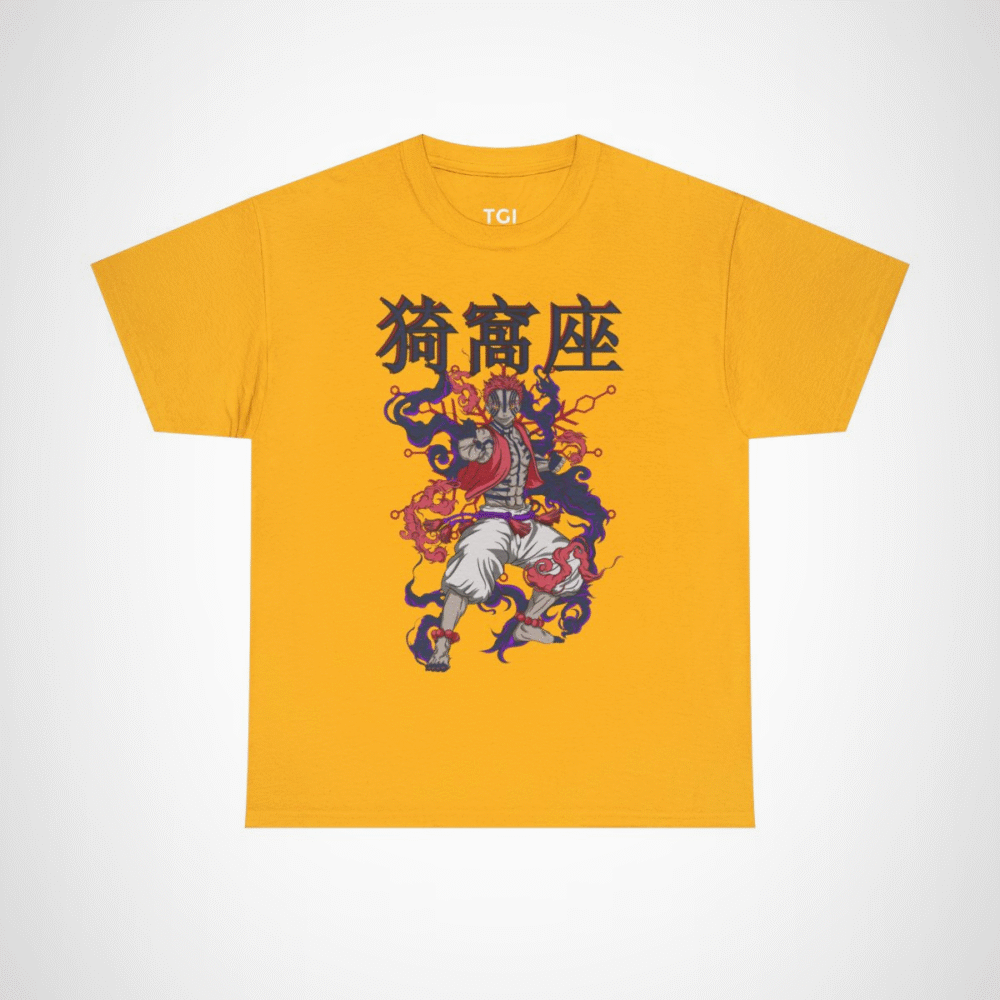 Mystical Warrior Graphic Tee with vibrant colors and intricate design Gold colour