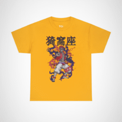 Mystical Warrior Graphic Tee with vibrant colors and intricate design Gold colour