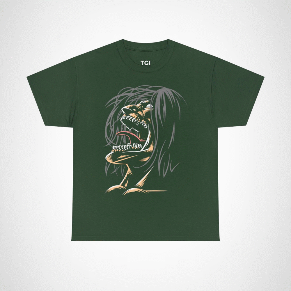 Fierce Grinning Creature T-Shirt with unique graphic design Forest Green colour