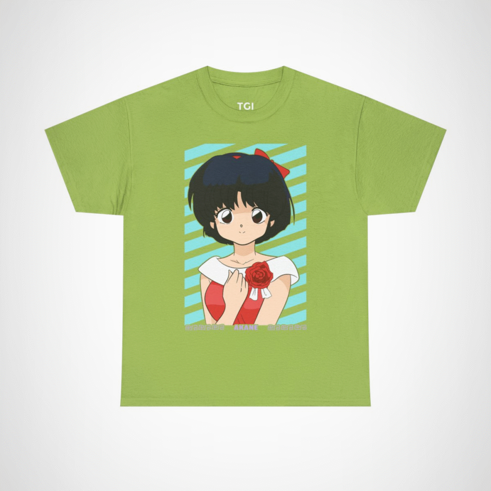Akane character t-shirt for anime fans Kiwi colour