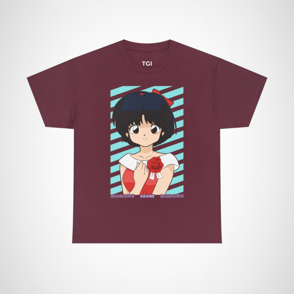 Akane character t-shirt for anime fans Maroon colour