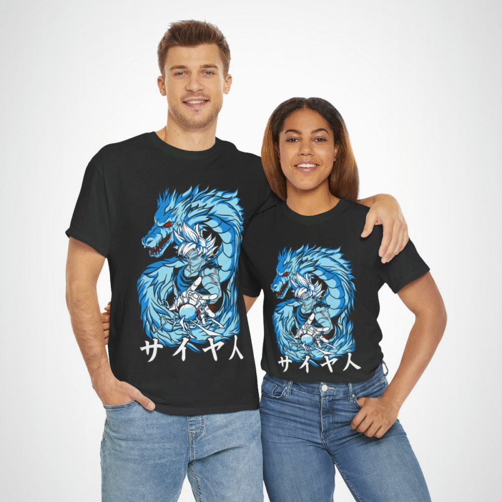 Epic Saiyan Dragon Power Graphic Tee for anime enthusiasts