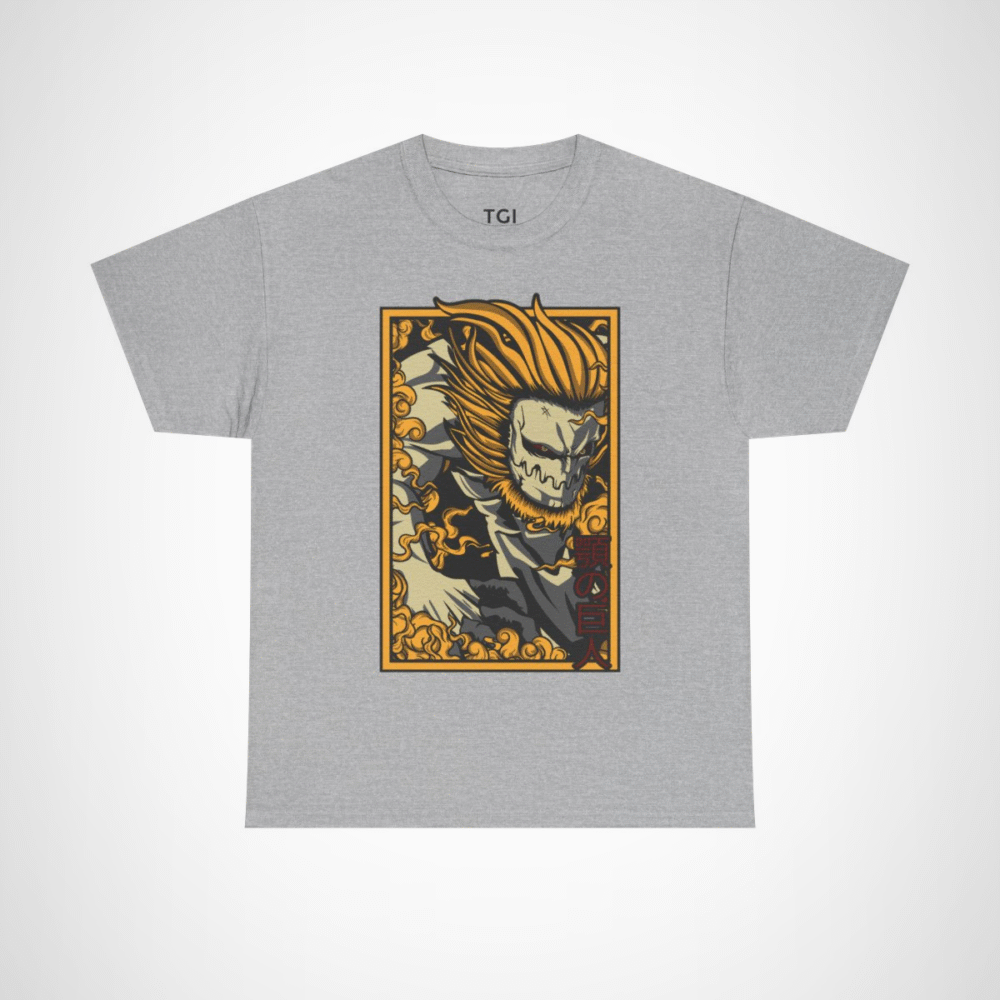 Fearless Giant Graphic Tee showcasing a giant with flames design Sport Grey colour