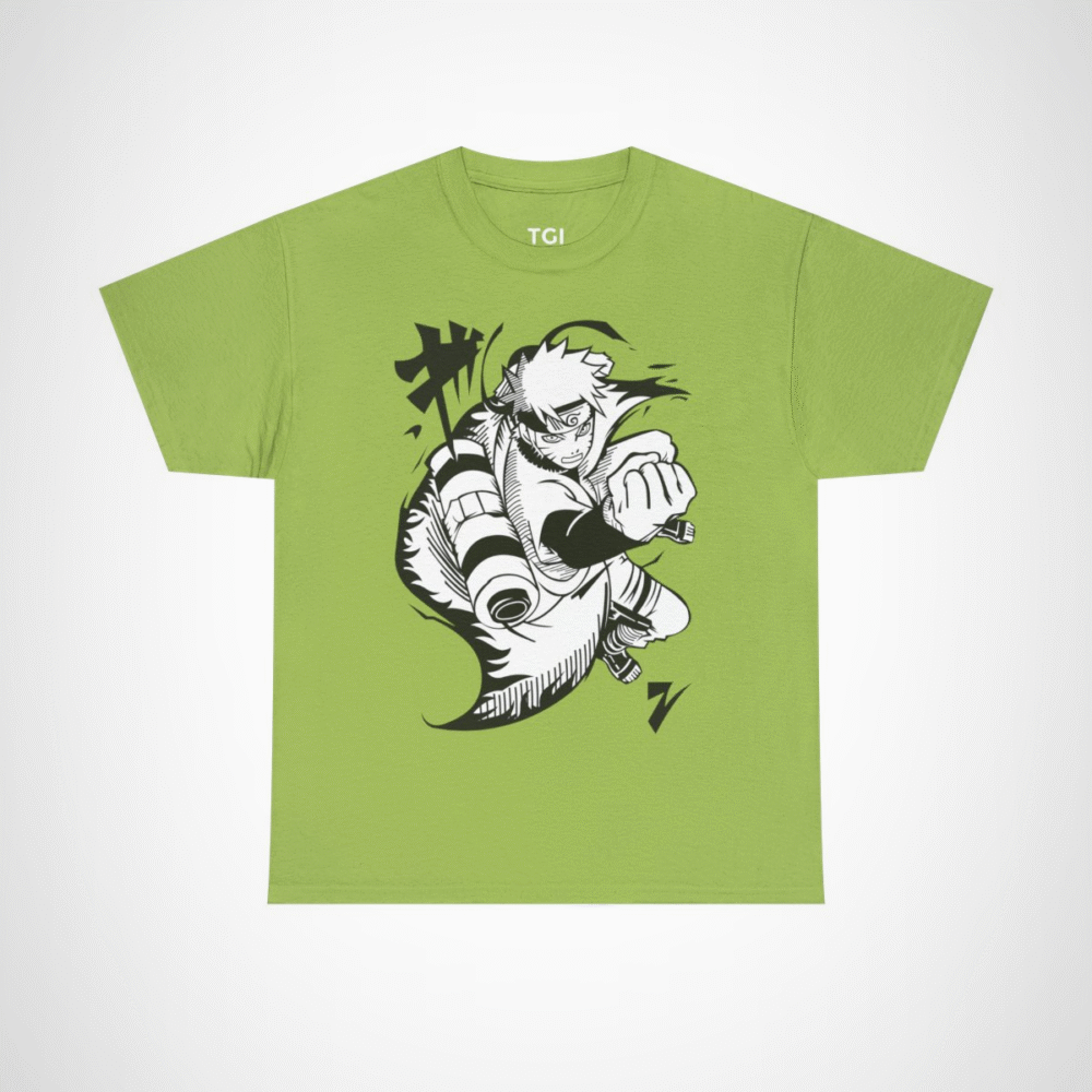 Epic Ninja Adventure T-Shirt featuring an action-packed anime character Kiwi colour