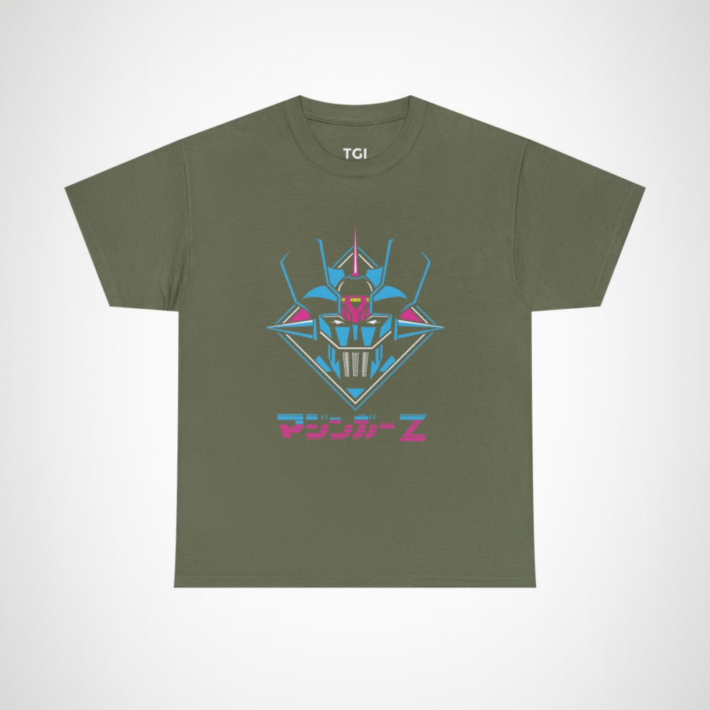Retro Mazinger Z design t-shirt for anime fans Military Green colour