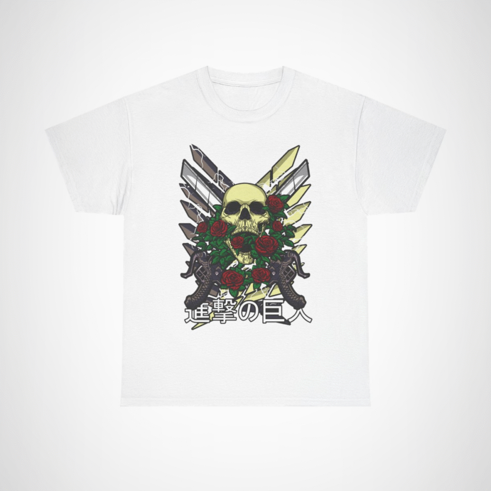 Skull and Roses Graphic T-Shirt with vibrant design White colour