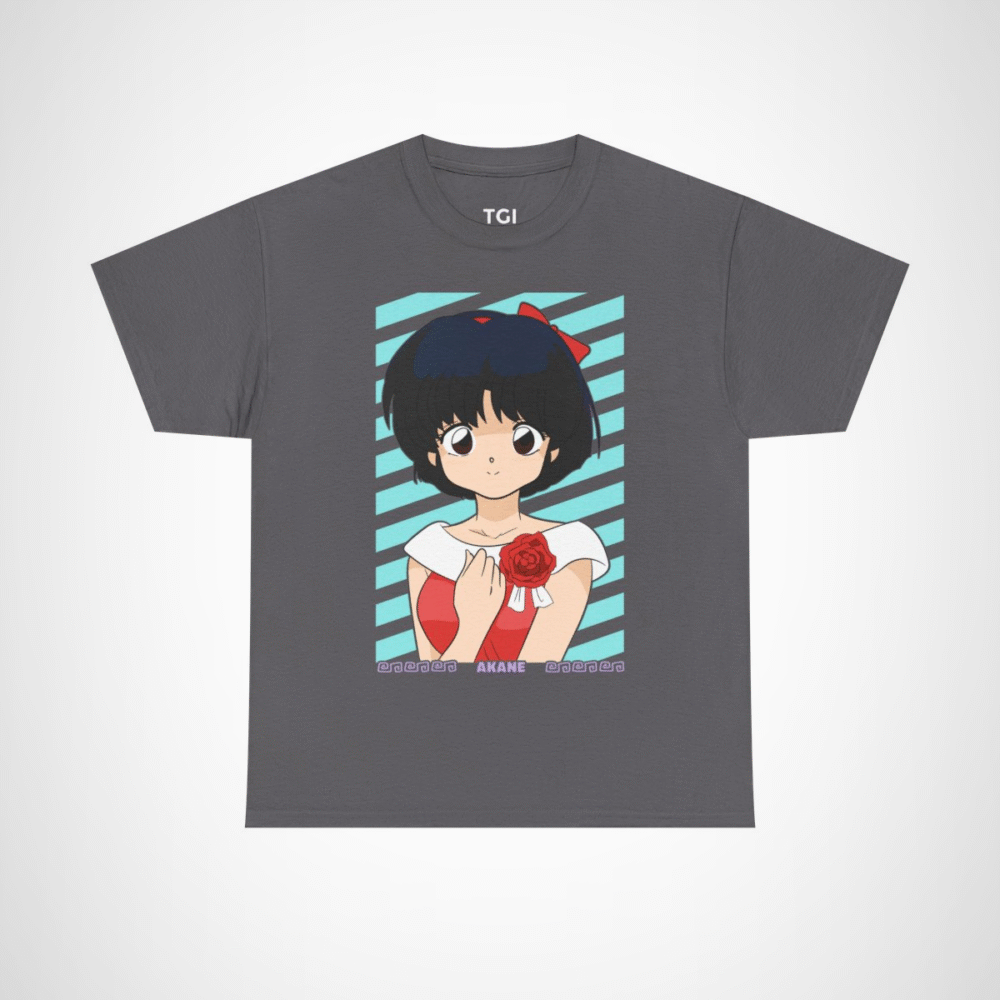 Akane character t-shirt for anime fans Charcoal colour