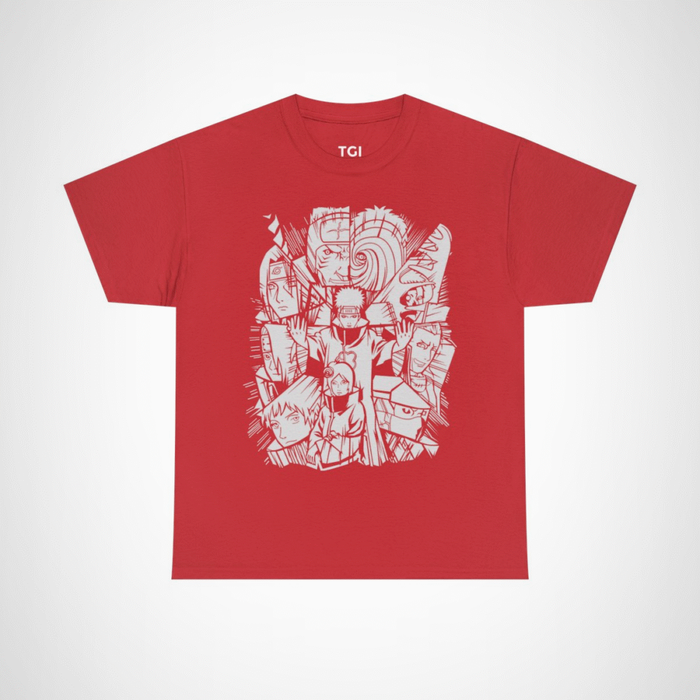 Unique Naruto Character T-Shirt from Tee Gift Ideas for Anime Fans Red colour